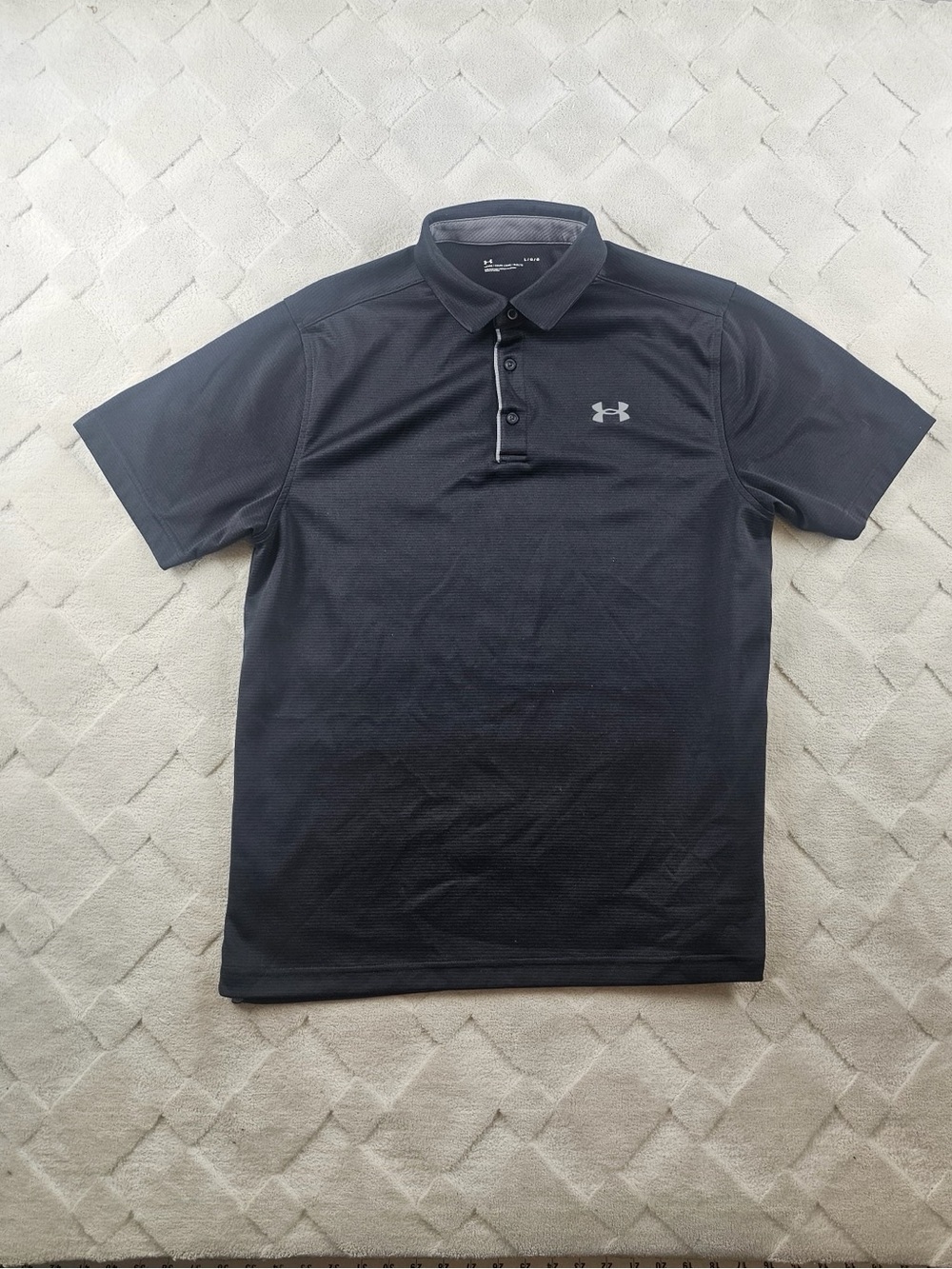 Under Armour Polo Shirt Mens Large Solid Black Performance stretch Golf Casual